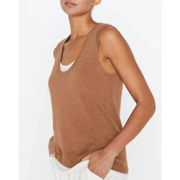 Brochu Walker Loreen Layered Tank Top in Porcini Tan & White Combo, Size Small - Picture 1 of 9